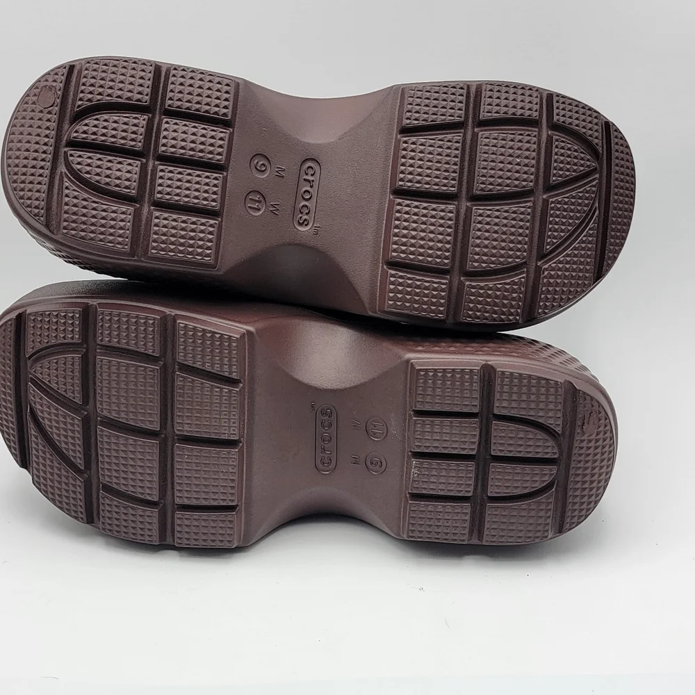 NWT!!‎ Brown Crocs Platform Slides SIZE 11-W; 9-M. #1446